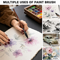 Pinceau professionnel en poils d'écureuil faits à la main pour aquarelle, poils doux et luxueux, manche en bois élégant, pinceau de peintre pour artiste