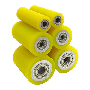 Màu vàng Polyurethane bọc cao su bánh xe cao su im lặng bánh xe lõi nhôm đôi Mang cao su bọc con lăn bánh xe - Product Image 3