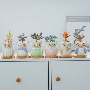 Venta al por mayor Mini lindo Animal <span class=keywords><strong>de</strong></span> dibujos animados pintado a mano <span class=keywords><strong>de</strong></span> cerámica esmaltada <span class=keywords><strong>macetas</strong></span> <span class=keywords><strong>de</strong></span> flores suculentas para el hogar y el jardín - Product Image 5