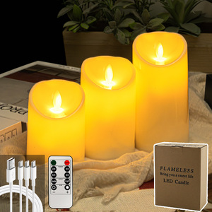 Bougies LED sans flamme rechargeables USB LANJO, bougies électroniques à flamme vacillante 3D réalistes en forme de pilier - Product Image 4