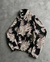 Kemeja Pria Ukuran Besar Lengan Panjang Kancing Katak Cina Motif Batik Paisley Cetak Vintage Jaket Kasual Etnik untuk Streetwear