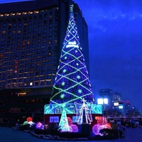 Grand centre commercial, arbre de Noël géant programmable en aluminium de 18 m, synchronisé avec la musique et l'éclairage DMX, pour événements sur le thème des fêtes
