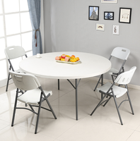 Großhandel Runder Weißer 1,5m Tisch-Set Moderner Klappbarer Bjflamingo Tisch 5ft Runder Outdoor-Esstisch mit Stahlstühlen