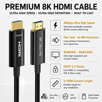 Câble HDMI optique actif Ultra HD 8K 48 Gbps Fibre optique HDMI 2.1 Prise en charge EARC HDR10+ pour téléviseur Moniteur