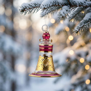 Adorno Navideño de Campana de Vidrio Soplado a Mano con Detalles en Oro de 24K, Decoración Navideña Colgante de Lujo - Product Image 5