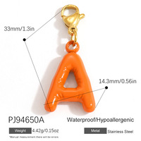 SUMMLY Dijes de Alfabeto con Burbujas Esponjosas, Chapados en Oro de 18K, de Acero Inoxidable, Colgantes de Letras Naranjas para Fabricación de Joyería y Pulseras DIY