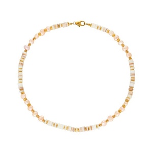 High-End <b>Titanium</b> Steel Pearl Necklace with Turquoise 18K Gold Plated Ins Style Stainless Steel Beads <b>Chain</b> for Collarbone - Product Image 4