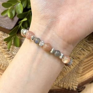 Bracelet en pierre naturelle avec perles de verre colorées, style viral pour la prospérité professionnelle et les réseaux sociaux, garantie de qualité - Product Image 1