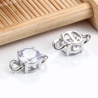 Encantos de conexión circular de circón de acero inoxidable chapado en oro de alta calidad, colgantes de 2 agujeros y accesorios de joyería, componentes, cadenas