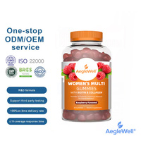Gomitas Multivitamínicas AegleWell OEM para Mujer con Biotina y Colágeno, Sabor Frambuesa, 10 Vitaminas y Minerales para el Bienestar General