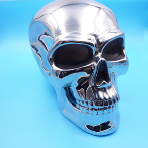 Crâne en métal réaliste, artisanat en acier inoxydable, couleur alliage de zinc, décoration d'Halloween, utilisation en intérieur - Product Image 1