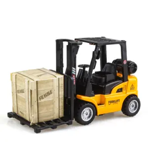 1/50 Scale High Detail Diecast Metal Construction Vehicles Model Friction Forklift Toy with Pallet