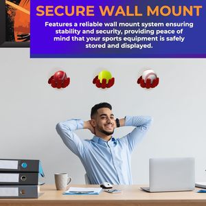 Soporte de Pared para Pelotas con Diseño de Mano Esculpida en Rojo, para Pelotas de Béisbol y Tenis, con Almacenamiento para Artículos de Colección Firmados - Product Image 6
