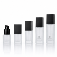 Flacon de sérum carré transparent givré de luxe 15ml 20ml 30ml 40ml, emballage cosmétique pour soins de la peau liquide 30ml, flacon de fond de teint en verre avec pompe