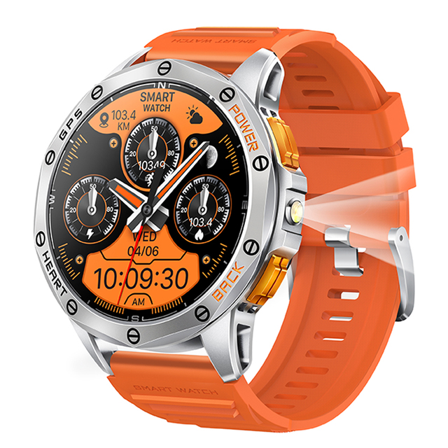 2024 Smart Watch K67 1.43inch Amoled LED Flashlight Waterproof Compass Altimeter Music Control GPS Sport Smartwatch for Men