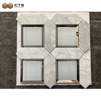 Carrelage en pierre naturelle pour salle de bain, verre en marbre blanc, Style ancien Arabescato, mosaïque pour décor mural