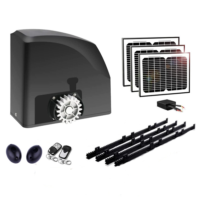 LockMaster DSR500 Solar Sliding Gate Opener Rack Driven Automatic Gate Motor for 600kg Slide Gates up to 1322 Lbs