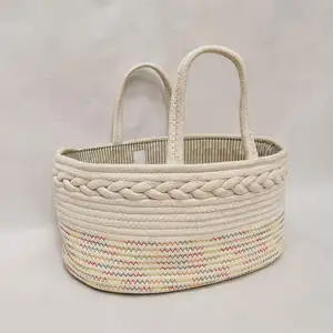 Panier de rangement, sac cadeau pour bébé, benne à la main, tissé, à langer