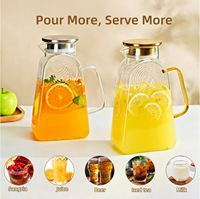 Carafe à eau froide en verre 67oz de forme carrée avec couvercle - Carafe à jus en borosilicate haute résistance à la chaleur pour café