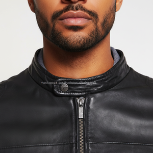 Chaqueta de moto de invierno transpirable y cortavientos de talla grande, de piel de cordero auténtica, ajuste ceñido, con cremallera, personalizable al por mayor, la más vendida. - Product Image 1