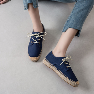 Zapatillas de plataforma de yute tejido con cordones y punta cerrada para <span class=keywords><strong>mujer</strong></span>, calzado ligero antideslizante, zapatos de verano. - Product Image 3
