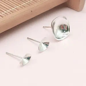 925 Sterling Silver Jewelry Findings Components S925 Stamped Earring Stud Wires Water Drop Earring Post Pin For DIY