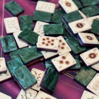 Ensemble de Mahjong américain haut de gamme, 160 tuiles de Mahjong sur le thème de Paris avec dos vert nacré, carte de jeu et sac de rangement