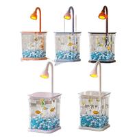 Aquarium de bureau rectangulaire mini LED moderne, éclairage ultra-clair, écologique, accessoire d'aquarium en acrylique