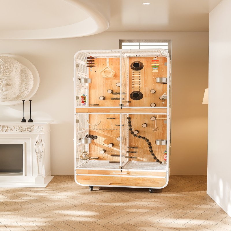 large bird cage with diver