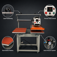 Nouvelle presse à chaud pneumatique semi-automatique à double station pour vêtements (T-shirts) 15x15/16x20/16x24 pouces, haute efficacité