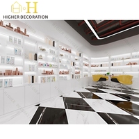 Étagère de présentation de cosmétiques minimaliste moderne pour magasin de détail, étagère encastrée éclairée, comptoir de présentation de maquillage