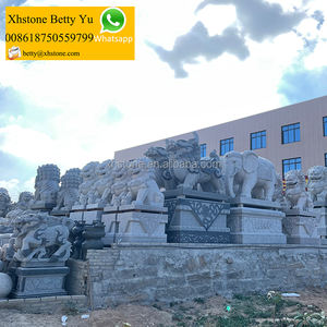 Giardino in stile indonesiano ornamento all'aperto Fengshui pietra di marmo naturale grandi <span class=keywords><strong>statue</strong></span> di cane Foo e cane Fu - Product Image 5