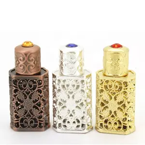 Perfume Bottles Supplier Carved Metal Fine Oil Decor Fragrance Bottle Rectangular Empty Fancy Refill Travel 3ml Perfume Bottle