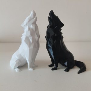 Modèle Loup hurlant, Version haut de gamme minimaliste, Sculpture animale de bureau imprimée en 3D, Art populaire, Recommandé pour la maternité - Product Image 4