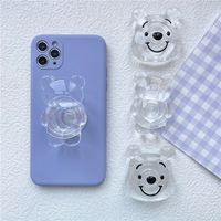 Vente d'accessoires de téléphone prise de téléphone logo personnalisé transparent avec le support de téléphone portable design Pooh