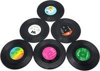 BSBH Ensemble de sous-verres imprimés personnalisés Dessous de verre rétro pour disque vinyle Dessous de verre pour boissons Dessous de verre en vinyle avec étiquettes amusantes Boisson de table