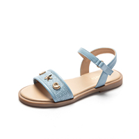 Sandales plates d'été décontractées pour filles, avec lanière de cheville, en PU, semelle extérieure en TPR, ornées de breloques étoiles de mer tissées roses