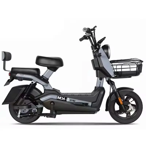 48V 350W Electric Moped Scooter 14" Vacuum Tire 2 Seats Integrated Battery 15AH Electronic E-Bike for Adults