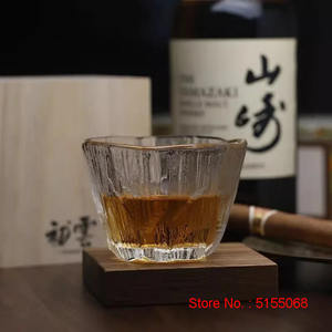 Design Japandi dritta bicchierino di vetro bicchierino di ghiaccio in cristallo di ghiaccio con scatola di legno per degustazioni di bicchieri di vino & Whisky - Product Image 4