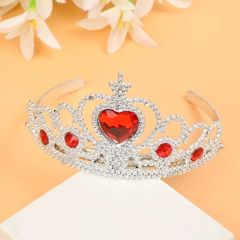 Wholesale Cheap Plastic Tiaras Dress Up Snow And Ice Colors Princess Plastic Crown for Girls