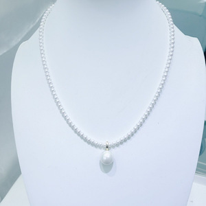 25 nouveaux colliers Zhuji Shanxia Lake 3-4 mm + pendentif minimaliste 12-13 mm, luxe léger, presque parfait, argent pur 3-4 - Product Image 2
