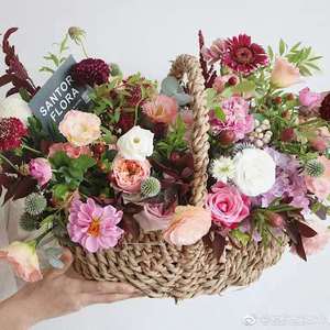 Cestas de flores hechas de ratán, paja o sauce; arreglos florales hechos a mano; flores frescas; cestas de sandía; bambú - Product Image 5