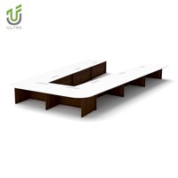 IULTRA Table de salle de réunion ovale contemporaine moderne en MDF gris pour bureau à domicile ou école