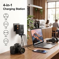 Adaptador de Enchufe Universal Compacto para Viajes, de Reino Unido a Estados Unidos, Mini Delgado, 35WPD, 4 en 1, con 3 Puertos USB-C