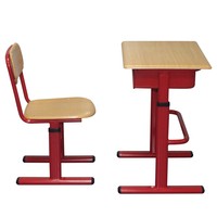 Ensemble chaise et bureau d'étudiant simple économique, hauteur réglable, 1 tiroir, design moderne, structure en acier, plateau en bois, garantie 5 ans pour salles de classe et écoles
