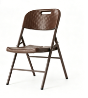 Chaise pliante en rotin imperméable, design en rotin brun, portable pour l'extérieur, café, salle à manger, bistrot, patio, chaise pliante en plastique HDPE