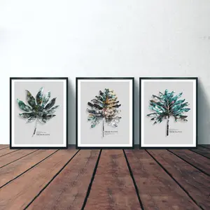 3 painéis de pintura imagem impressão de folhas coloridas tela impressa decoração casa arte