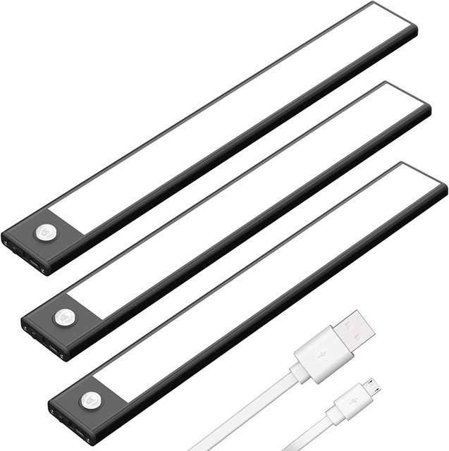 Big Discount LED Motion Sensor Light Rechargeable 20cm/40cm/60cm Aluminum IP20 Rated 2-Year Warranty Portable 3-Color Cabinet