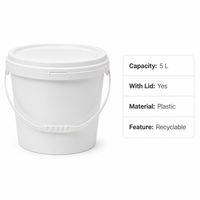 Seau en plastique rond de 5 L de qualité alimentaire recyclable avec couvercle, impression IML, pour l'emballage de yaourts et de biscuits, vente en gros d'usine BOQUN