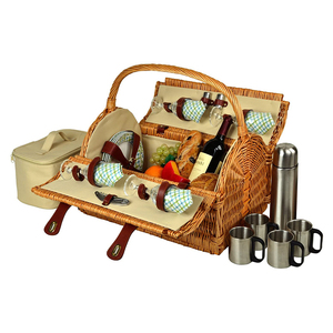Cesta de mimbre tejida hecha a mano para <span class=keywords><strong>4</strong></span> <span class=keywords><strong>personas</strong></span>, juego de mimbre para <span class=keywords><strong>Picnic</strong></span>, artesanías populares, respetuoso con el medio ambiente - Product Image 1